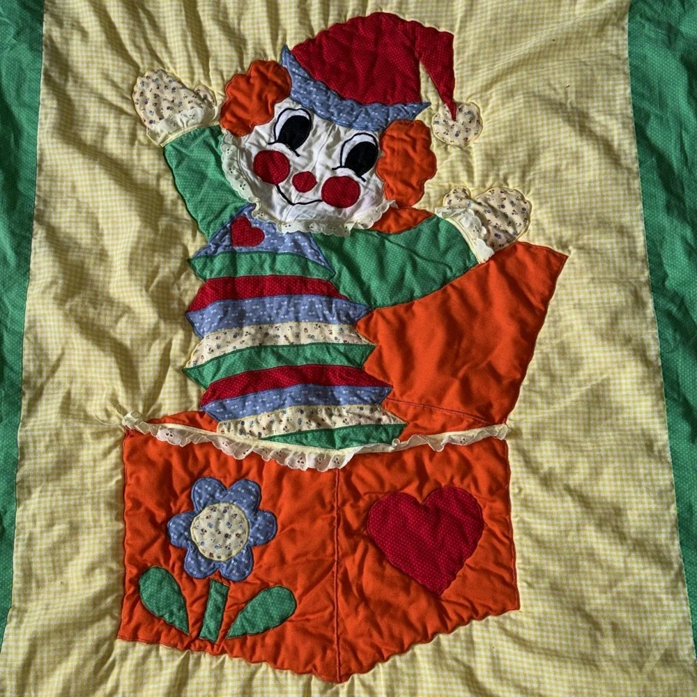 Vintage Handmade Jack in the Baby Quilt 46